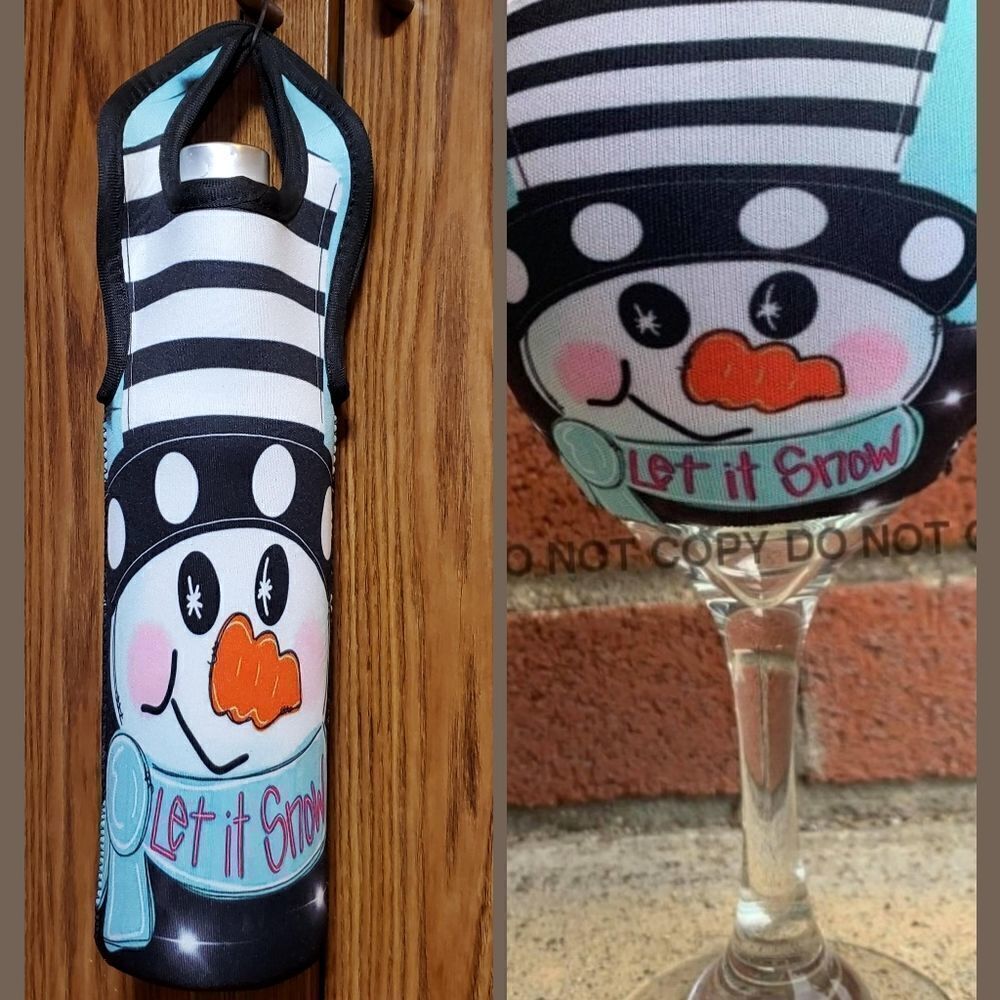 Snowman Wine Bag & Glass Koosie